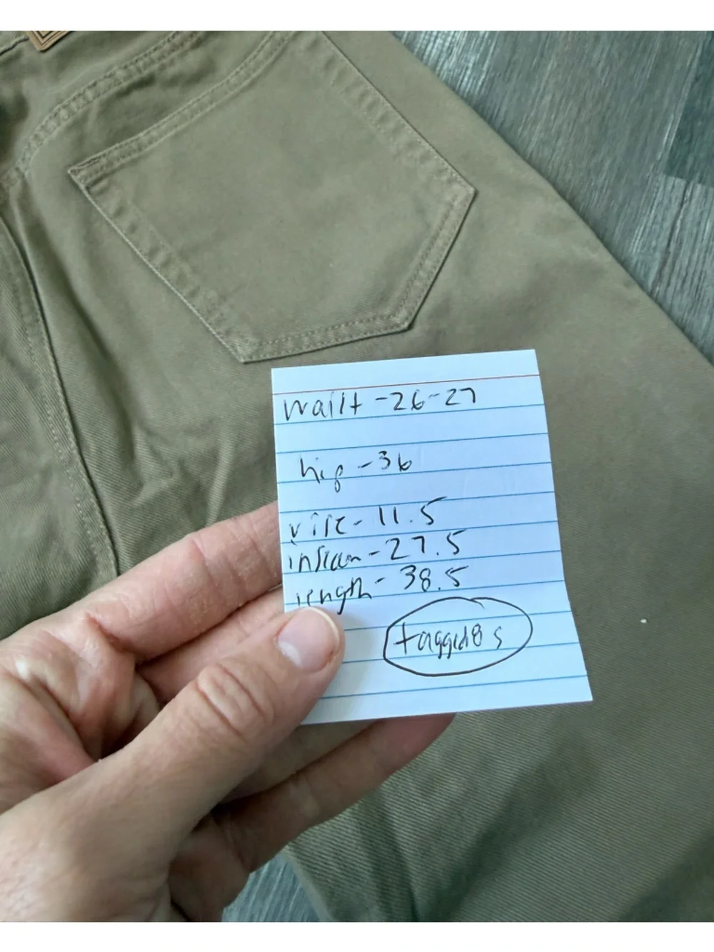 VTG Liz Claiborne Khaki Denim Pants Cotton Brown Tan Size 26 27 - Picture 10 of 10